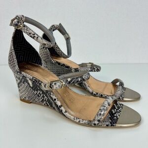 Ted Baker London Snake Print Wedge Sandal Women 38.5 US 8-8.5 Resort Glam Luxury